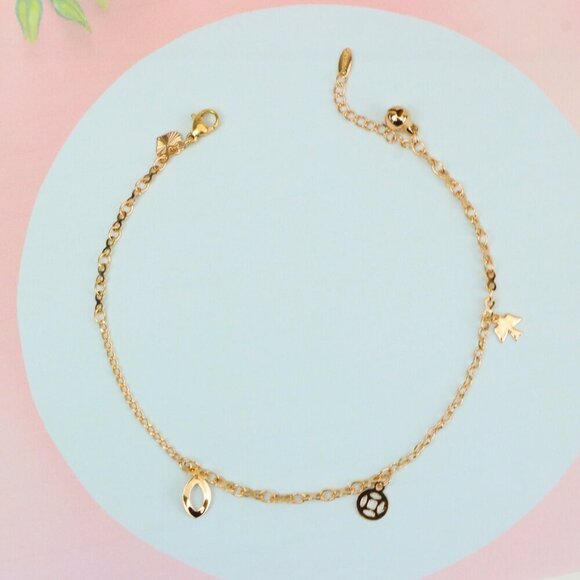"Trendy Rose Gold Anklet with Charms, XPAL1043 - Picture 2 of 12